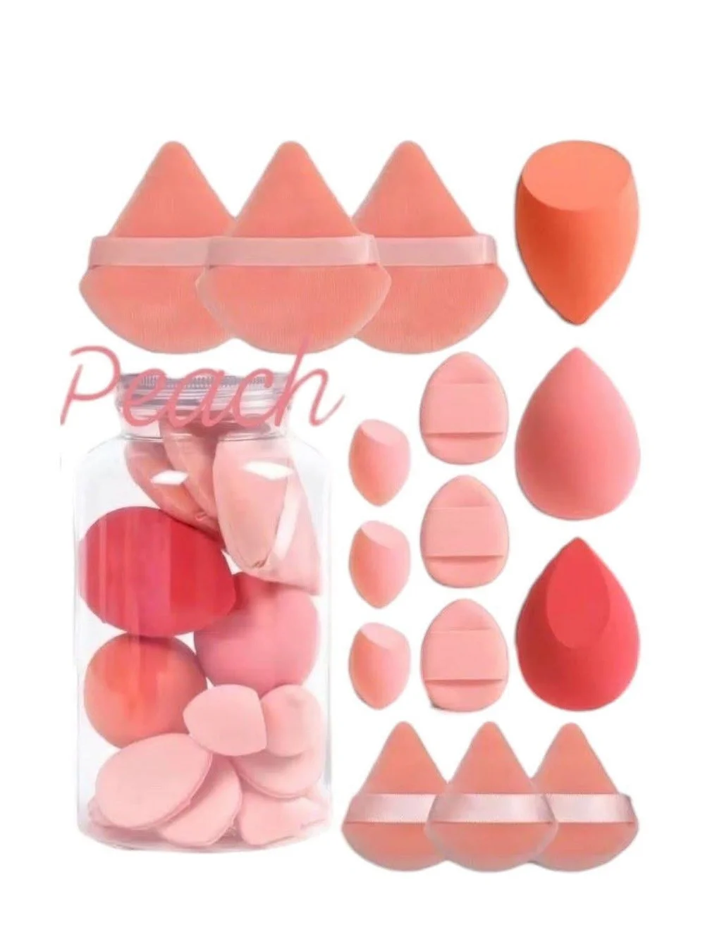 Peach Makeup Sponge & Puff Set for Women Bath & Body